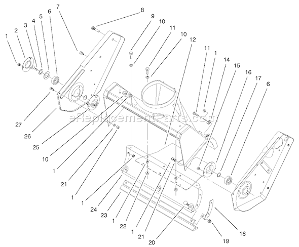 Toro 38429 (200000001-200999999)(2000) Snowthrower Housing and Side Plates Assembly Diagram