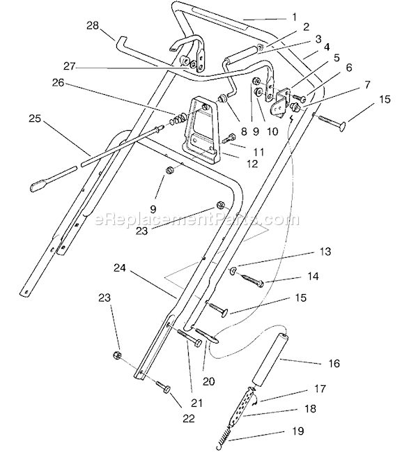 Toro 38435 (7900001-7999999)(1997) Snowthrower Handle Assembly Diagram