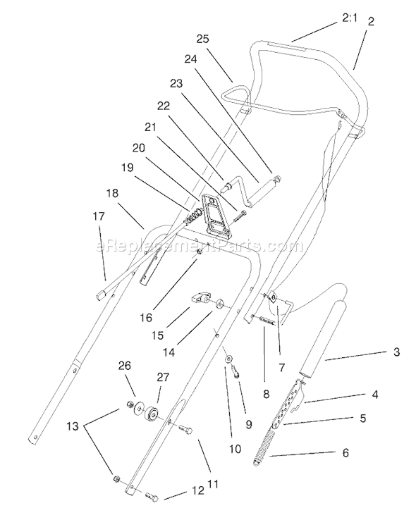 Toro 38439 (200003007-200999999)(2000) Snowthrower Handle Assembly Diagram