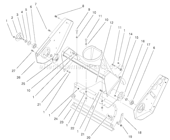 Toro 38439 (200003007-200999999)(2000) Snowthrower Housingand Side Plate Assembly Diagram