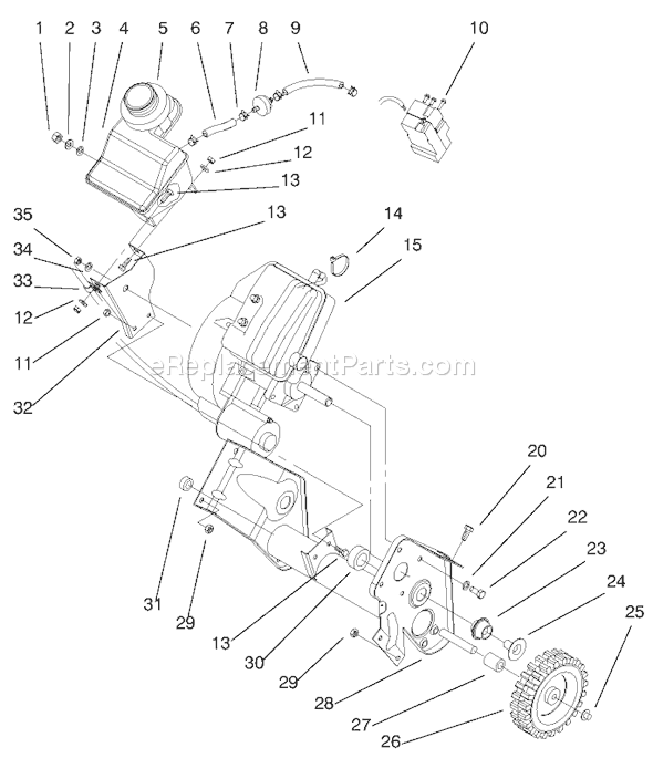 Toro 38445 (200000001-200012327)(2000) Snowthrower Engine and Frame Assembly Diagram