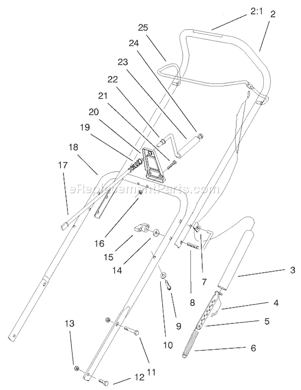 Toro 38445 (200000001-200012327)(2000) Snowthrower Handle Assembly Diagram