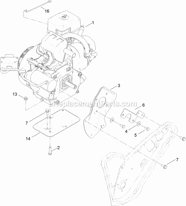 Toro 38451 (314000001-314999999) 621 R Power Clear Snowblower Engine Assembly Diagram