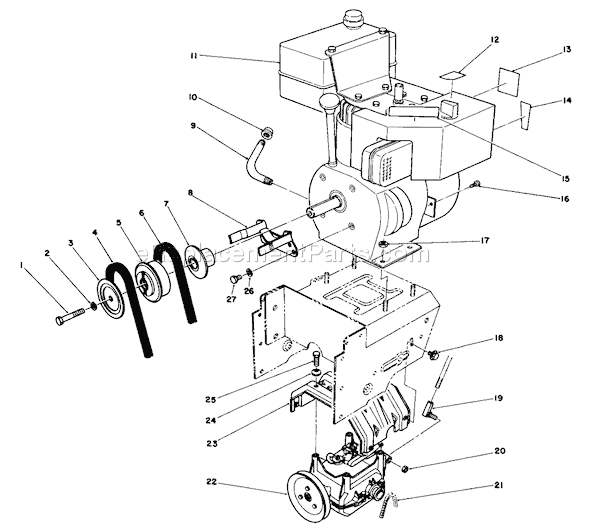 Toro 38510 (0000001-0999999)(1990) Snowthrower Engine Assembly Diagram