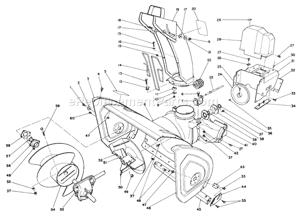 Toro 38513 (9000001-9999999)(1989) Snowthrower Housing and Chute Assembly Diagram