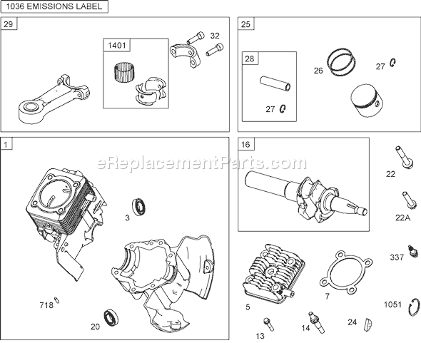 Toro 38515 (310006876-310999999)(2010) Snowthrower Cylinder, Piston, and Connecting Rod Assembly Briggs and Stratton 084132-0120-E8 Diagram