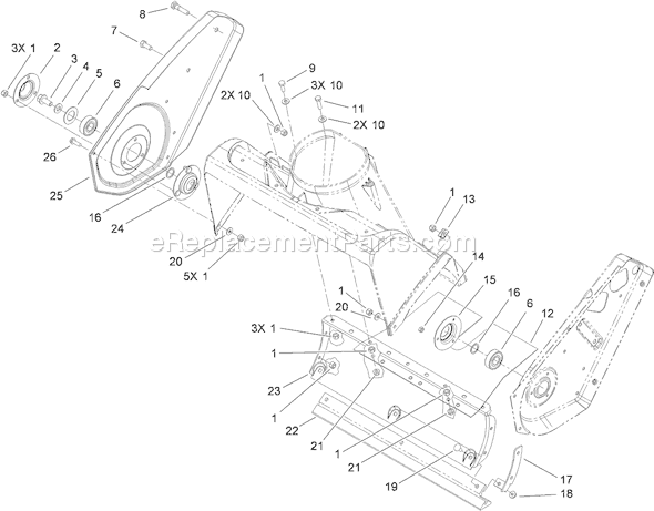Toro 38515 (311000001-311999999)(2011) Snowthrower Rotor Housing and Scraper Assembly Diagram