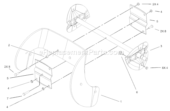 Toro 38516 (250000001-250999999)(2005) Snowthrower Impeller Assembly Diagram