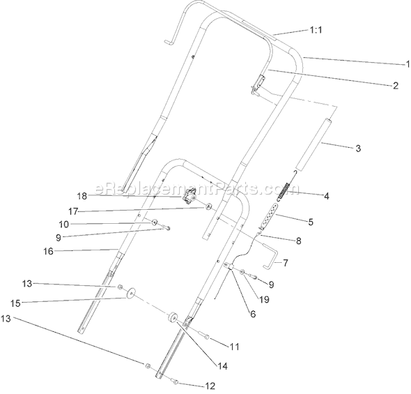 Toro 38516 (260000001-260010000)(2006) Snowthrower Handle Assembly Diagram