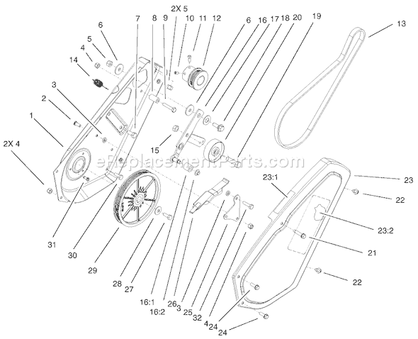 Toro 38537 (220000001-220999999)(2002) Snowthrower Impeller Drive Assembly Diagram