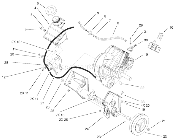 Toro 38537 (220000001-220999999)(2002) Snowthrower Engine and Frame Assembly Diagram