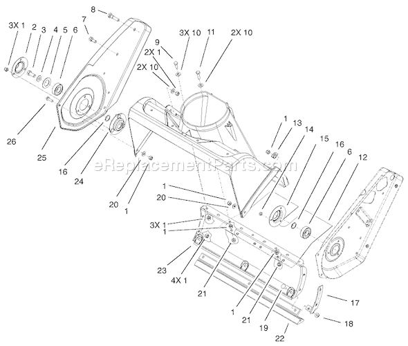 Toro 38537 (220000001-220999999)(2002) Snowthrower Housing and Side Plate Assembly Diagram