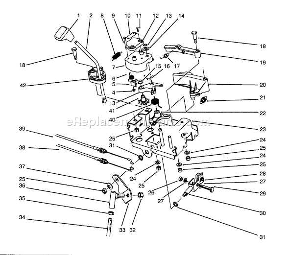 Toro 38540 (4900001-4999999)(1994) Snowthrower Traction Linkage Assembly Diagram