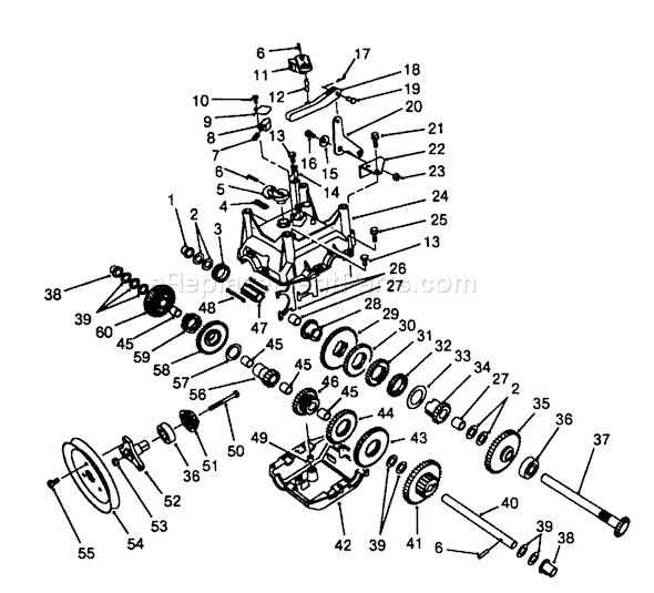 Toro 38540 (8000001-8999999)(1988) Snowthrower Transmission Assembly Diagram