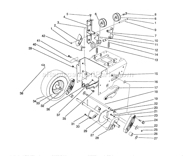 Toro 38543 (0000001-0999999)(1990) Snowthrower Traction Drive Assembly Diagram