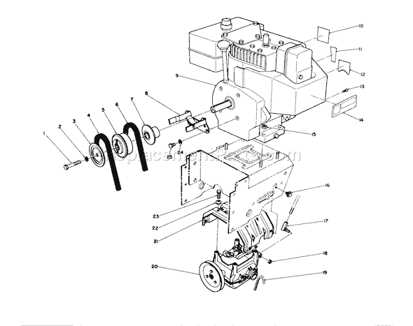 Toro 38543 (0000001-0999999)(1990) Snowthrower Engine Assembly Diagram