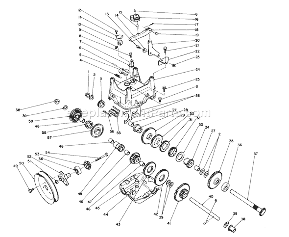Toro 38543 (3900001-3999999)(1993) Snowthrower Transmission Assembly Diagram