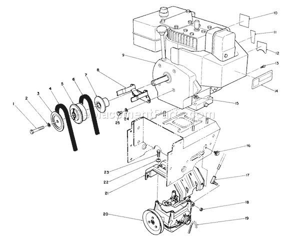 Toro 38543 (3900001-3999999)(1993) Snowthrower Engine Assembly Diagram