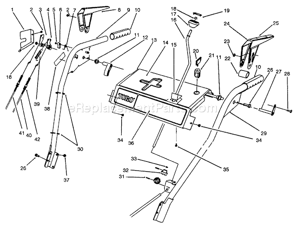 Toro 38543 (3900001-3999999)(1993) Snowthrower Handle Assembly Diagram