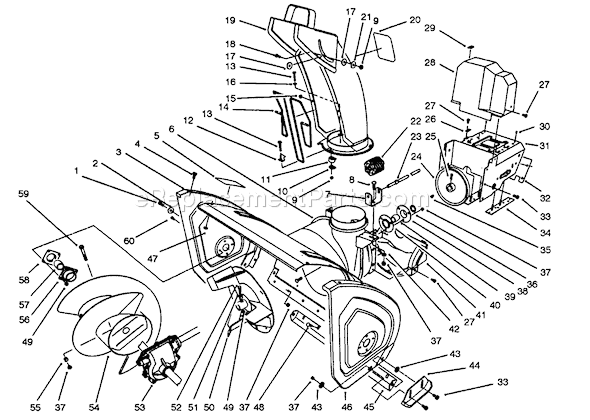 Toro 38543 (3900001-3999999)(1993) Snowthrower Housing and Chute Assembly Diagram