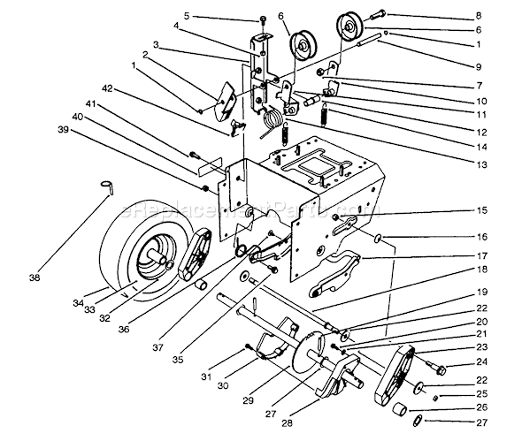 Toro 38543 (3900001-3999999)(1993) Snowthrower Traction Drive Assembly Diagram