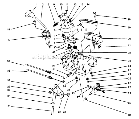 Toro 38543 (3900001-3999999)(1993) Snowthrower Traction Linkage Assembly Diagram