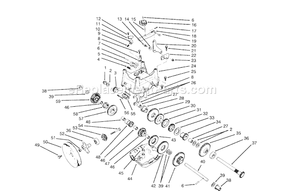 Toro 38543 (5900001-5999999)(1995) Snowthrower Transmission Assembly Diagram