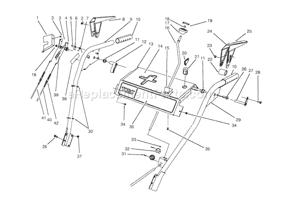 Toro 38543 (5900001-5999999)(1995) Snowthrower Handle Assembly Diagram