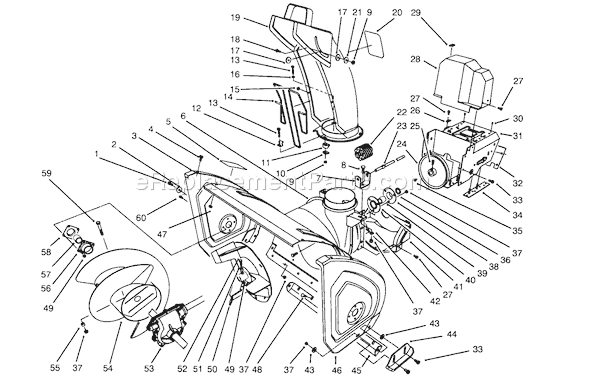 Toro 38543 (5900001-5999999)(1995) Snowthrower Housing and Chute Assembly Diagram