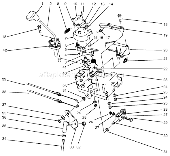 Toro 38543 (6900001-6999999)(1996) Snowthrower Traction Linkage Assembly Diagram