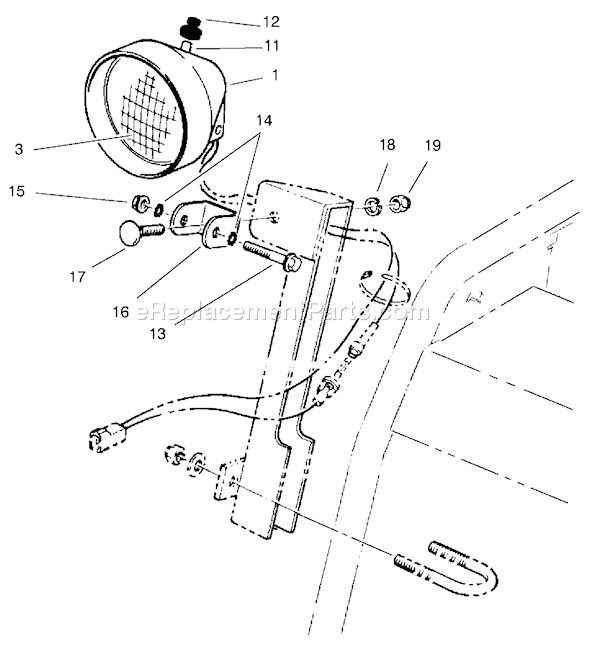 Toro 38559 (200000001-200999999)(2000) Snowthrower Headlamp Assembly No. 54-9871 (Only On: 38559) Diagram