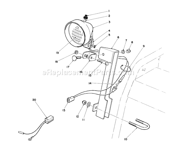 Toro 38570 (0000001-0999999)(1990) Snowthrower Light Kit Diagram