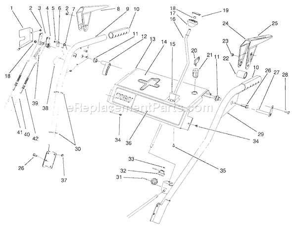 Toro 38570 (3900001-3999999)(1993) Snowthrower Handle Assembly Diagram