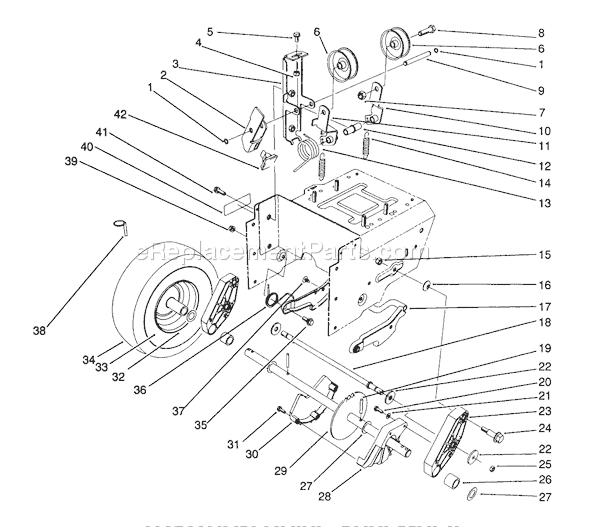 Toro 38574 (1000001-1999999)(1991) Snowthrower Traction Drive Assembly Diagram