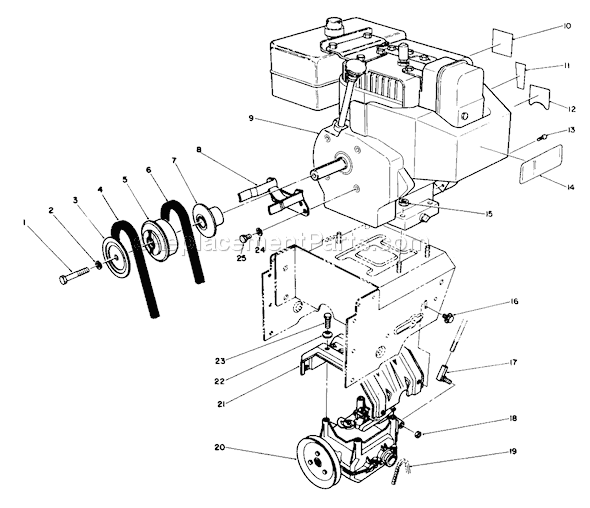 Toro 38574 (1000001-1999999)(1991) Snowthrower Engine Diagram