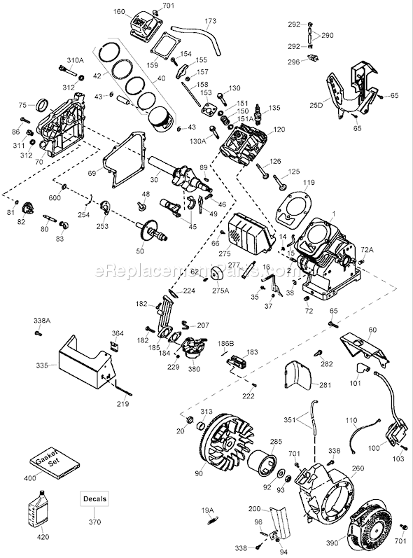 Toro 38576 (310000001-310999999)(2010) Snowthrower Engine Assembly No. 1 Tecumseh Oh195sa-72567g Diagram