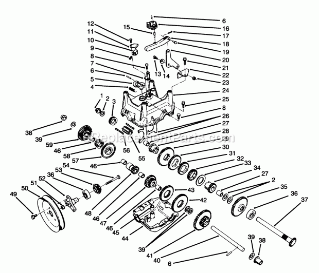 Toro 38590 (6900001-6999999) (1996) Snowthrower Transmission Assembly No. 66-8030 Diagram
