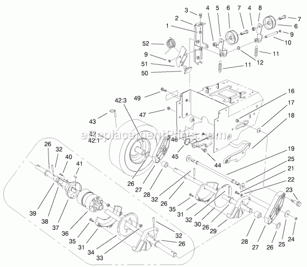Toro 38592 (220000001-220999999) 1332 Power Shift Snowthrower, 2002 Lower Traction Assembly Diagram