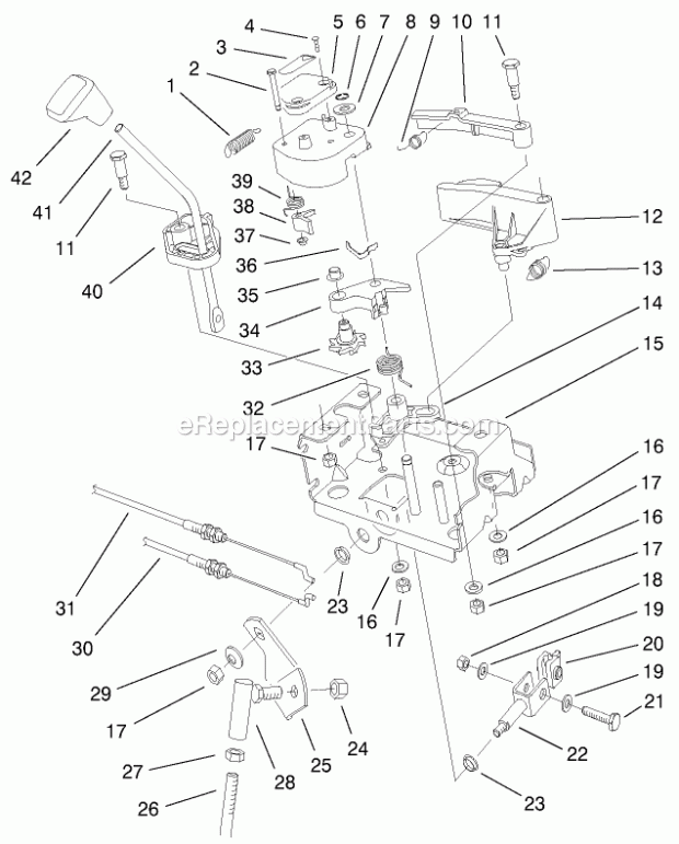Toro 38592 (230000001-230999999) 1332 Power Shift Snowthrower, 2003 Power Shift Control Assembly Diagram