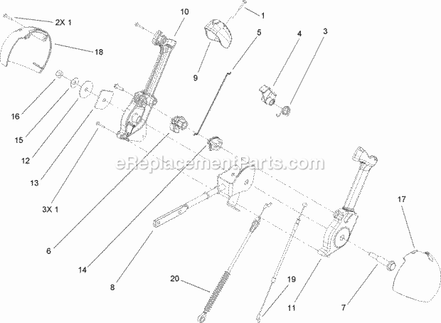 Toro 38597 (280000001-280999999) Power Max 6000 Snowthrower, 2008 Lever Chute Control Assembly Diagram