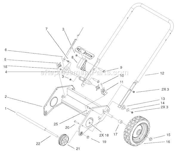 Toro 38601 (220000001-220999999)(2002) Snowthrower Lower Handle Assembly Diagram