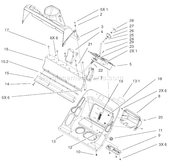 Toro 38601 (220000001-220999999)(2002) Snowthrower Lower Housing Assembly Diagram