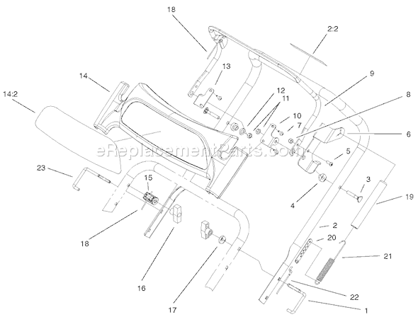 Toro 38601 (220000001-220999999)(2002) Snowthrower Upper Handle Assembly Diagram