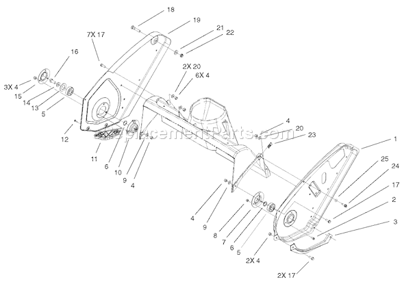 Toro 38601 (220000001-220999999)(2002) Snowthrower Upper Housing and Side Plate Assembly Diagram