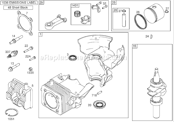 Toro 38601 (220000001-220999999)(2002) Snowthrower Crankcase, Crankshaft, Cylinder Head, and Connecting Rod Assemblies Briggs and Stratton 084332-0130- Diagram
