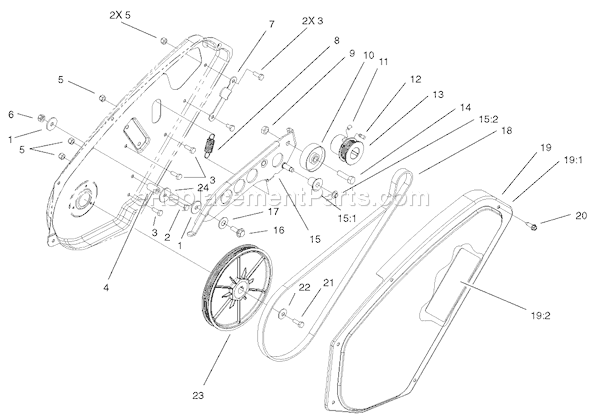 Toro 38601 (220000001-220999999)(2002) Snowthrower Impeller Drive Assembly Diagram