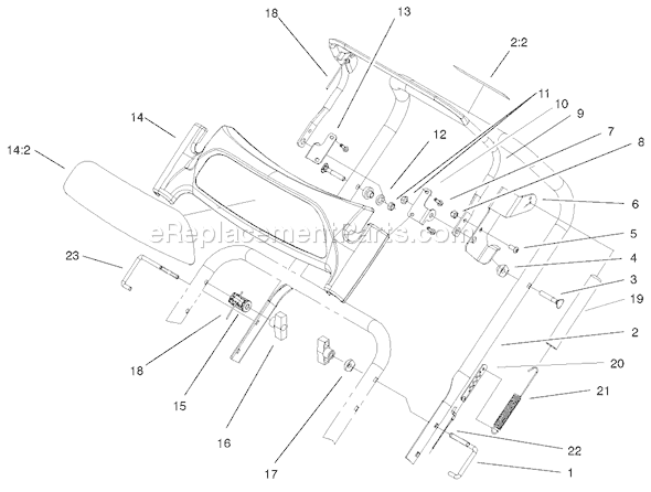 Toro 38602 (210000001-210999999)(2001) Snowthrower Upper Handle Assembly Diagram