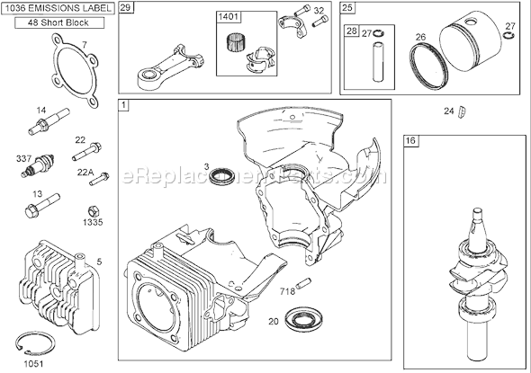 Toro 38602 (240000001-240999999)(2004) Snowthrower Crankcase, Crankshaft, Cylinder Head, and Connecting Rod Assemblies Briggs and Stratton 084333-0199- Diagram