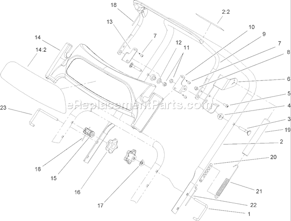 Toro 38602 (250000001-250999999)(2005) Snowthrower Upper Handle Assembly Diagram