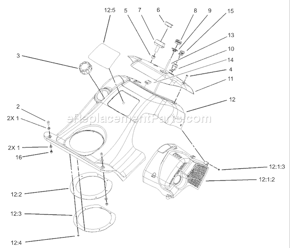 Toro 38602 (250000001-250999999)(2005) Snowthrower Upper Shroud and Control Panel Assembly Diagram